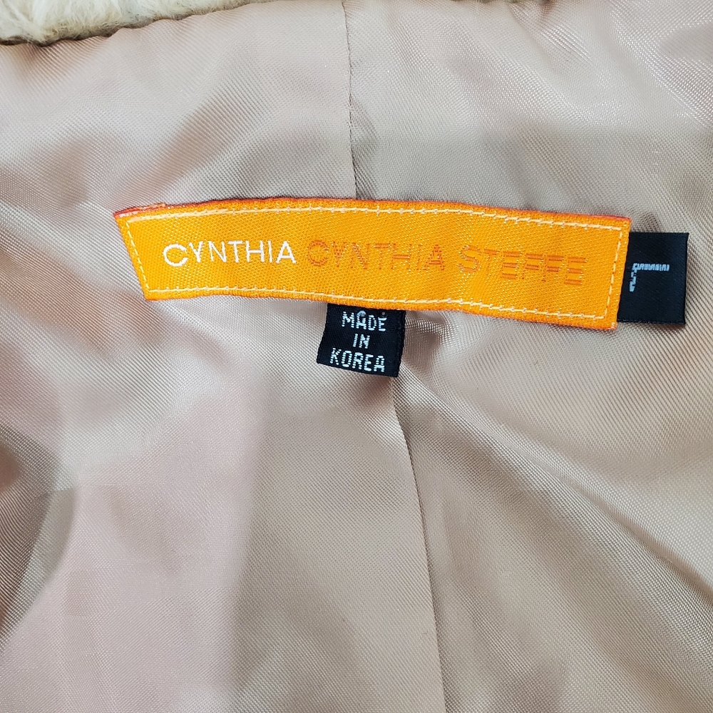 Cynthia Cynthia Steffe Tan 100% Rabbit Fur Leather Y2K Bomber Jacket Soft Size S - Picture 11 of 15